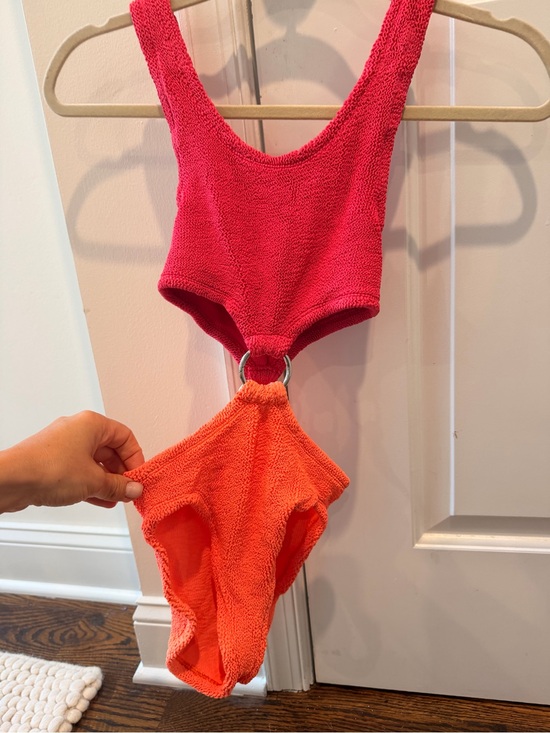 Hunza G Other - Hunza G Two-Tone Terry One-Piece Swimsuit in Hot Pink & Orange
